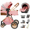 Luxurious Baby Stroller 3 in 1 Portable Travel Baby Carriage Folding Prams High Landscape Aluminum Frame Car for Newborn Baby