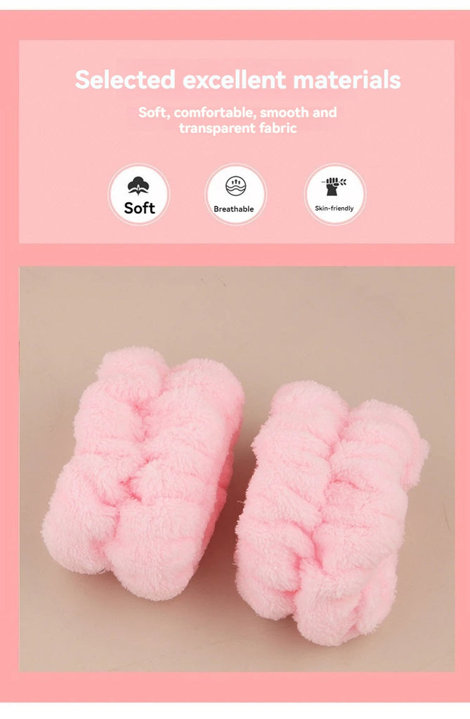 Cute Plush Wristband Hair Tie Makeup Mask Moisture Proof Sleeve Cover Hair Ring Headphone Women