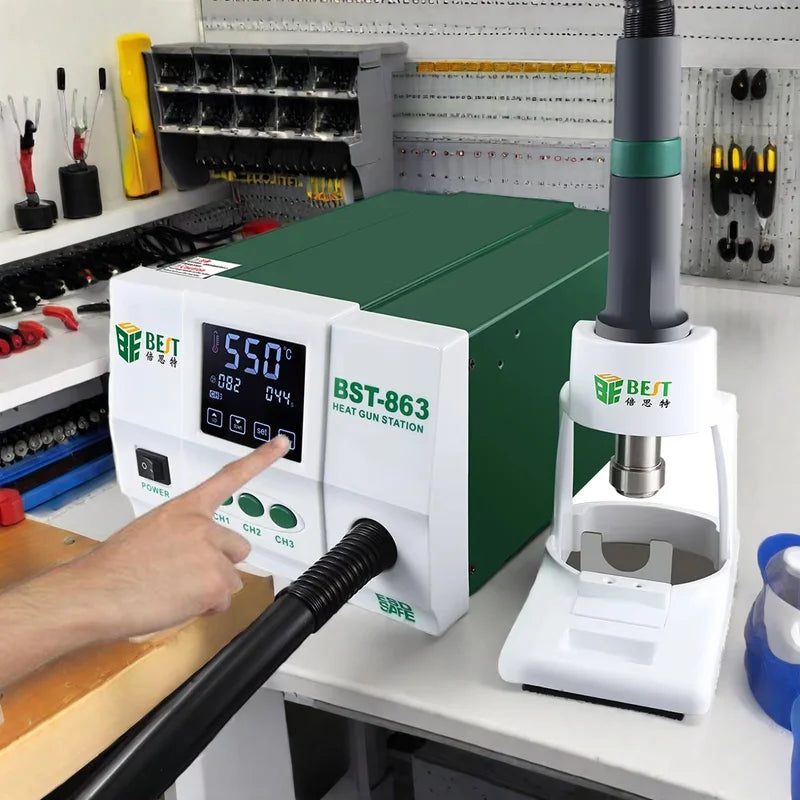 BEST BST-863 Intelligent 1200W Soldering Station with LCD Display Touch Screen Constant Temperature Hot Air Welding Platform