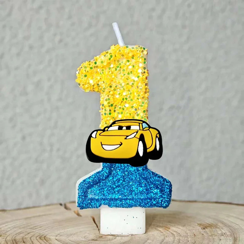Mcqueen Candles Anime Cake Decor Theme 0-9 Number Candles Birthday Party Cake Topper Kids  Baby Shower  Gift Supplie