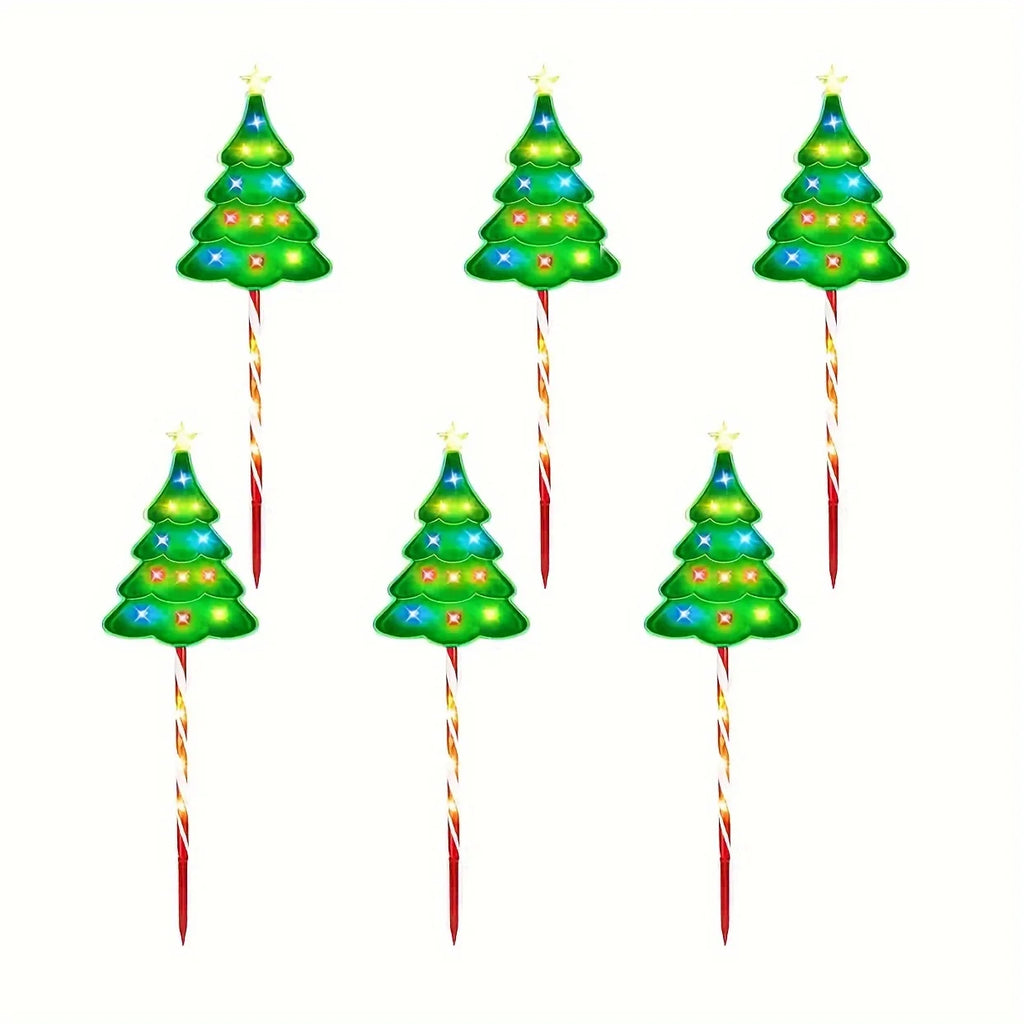 6/12 Pack Christmas Decorations Outside, Solar Christmas Pathway Lights Outdoor Candy Lights For Pathway Yard Garden Outside