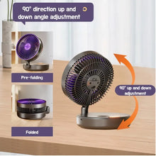 Load image into Gallery viewer, Foldable Desktop Fan Mini  Wall-Mounted Fan With Warm Night Light Rechargeable 4 Gears Adjustable Portable Air Circulation Fan - Mighty Dollars