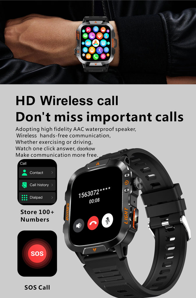 LIGE New Outdoor Military Smart Watch Men 420mAh LED Flashlight Heart Rate Sleep Health Monitoring Sport Fitness Smartwatch 2025