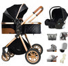 Luxurious Baby Stroller 3 in 1 Portable Travel Baby Carriage Folding Prams High Landscape Aluminum Frame Car for Newborn Baby