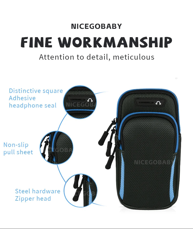 Phone Arm Bag with Headphone Jack Waterproof Breathable Sports Running Bag Gym Mobile Phone Holder