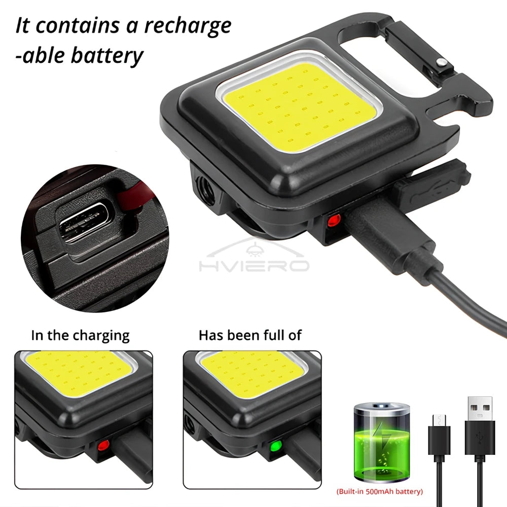 Mini Flashlight Keychain Carry LED Light Work High Power Flashlights Waterproof USB Charge Hard Lamp Outdoor Lighting Highlight