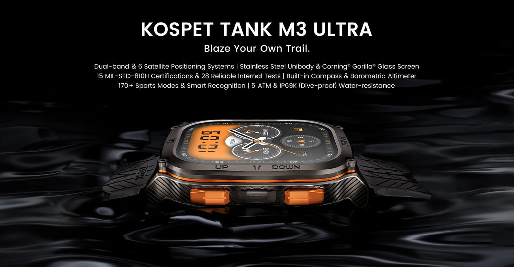 2025 KOSPET TANK M3 Ultra GPS Smartwatches Men Women Waterproof Smart watch 480mAh Digital Fitness AOD Male Electronic Watches