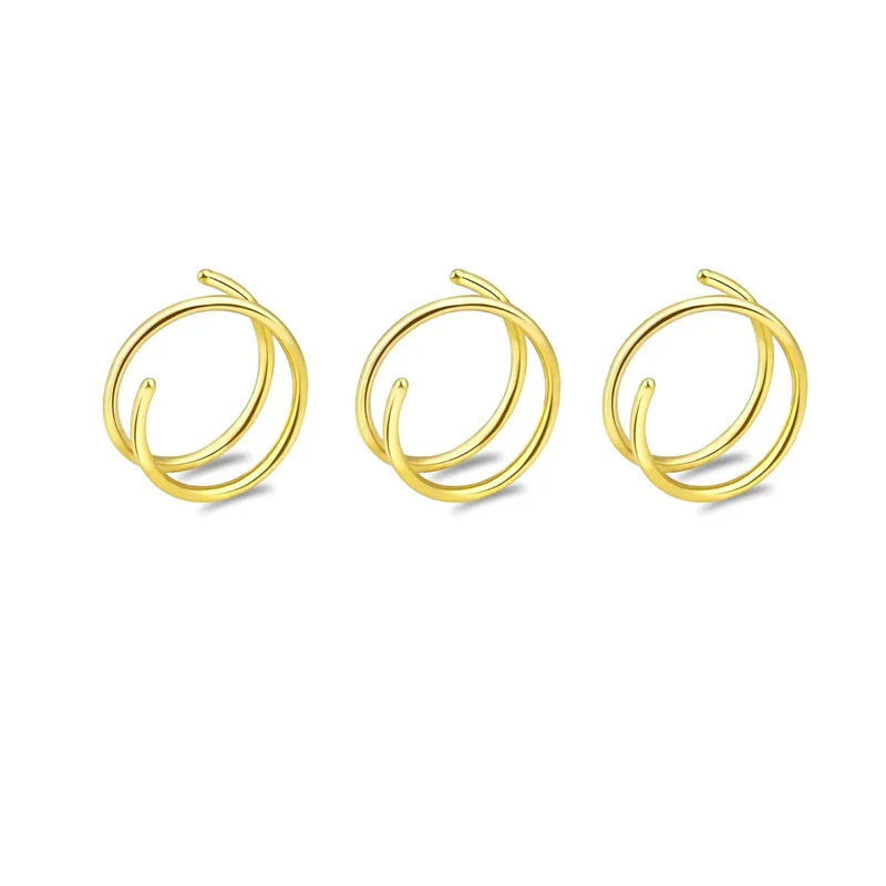 2/3/5Pcs Double Nose Rings for Women, 316L Stainless Steel Lip Rings Labret Ring Nose Hoop Piercing Studs Nose Piercing Jewelry