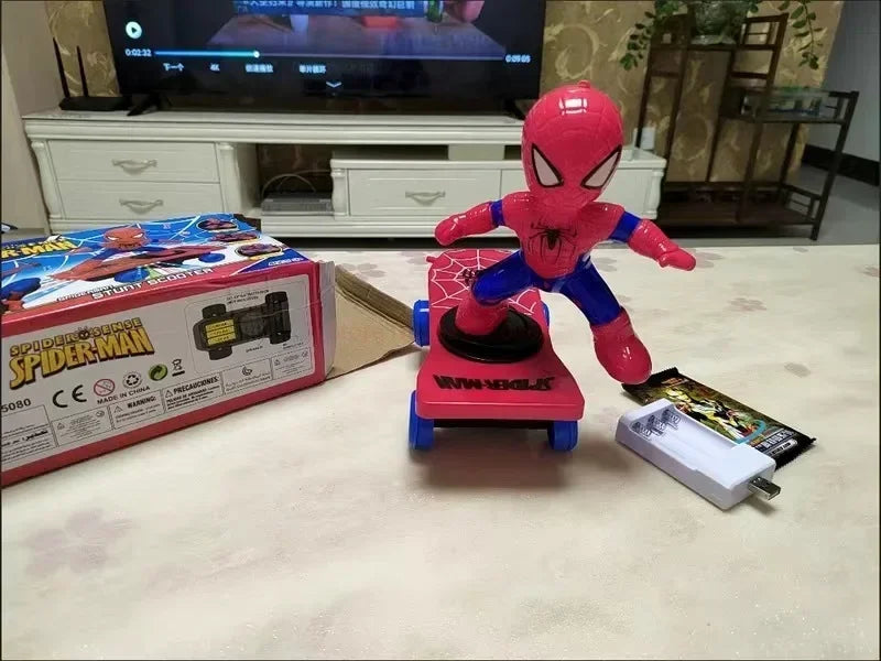 New The Avengers Spiderman Automatic Flip Rotation Skateboard Acousto-optic Car Electric Music Stunt Scooters Toy Christmas Gift