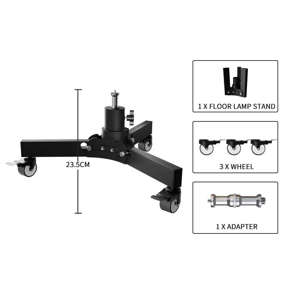 SH Metal Floor Light Stand Photography Fill Lighting Stand With 3pcs Casters Wheel Dual-use Background Light Stand