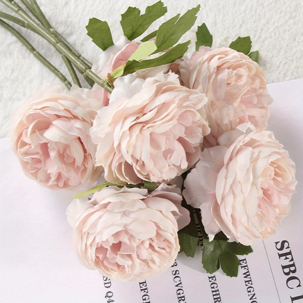 10 Pcs Artificial Flower Peony 11.8in Fake Flower Western Rose Tea Rose for Wedding Home Party Table Decor Christmas Decorations