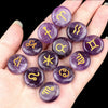 12pcs 18mm Round Zodiac Ornament Natural Stone Crystal Agate 12 Zodiac Sign Rune Reiki Stone Jewelry Accessories Christmas Gift