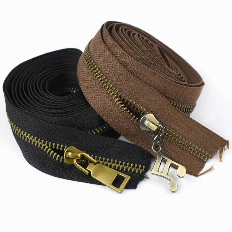 5/10Pcs Meetee 5# Bronze Zipper Slider Pull for Metal Zippers Sewing Bag Zips Puller Head Clothes Zip Repair Kit DIY Accessories