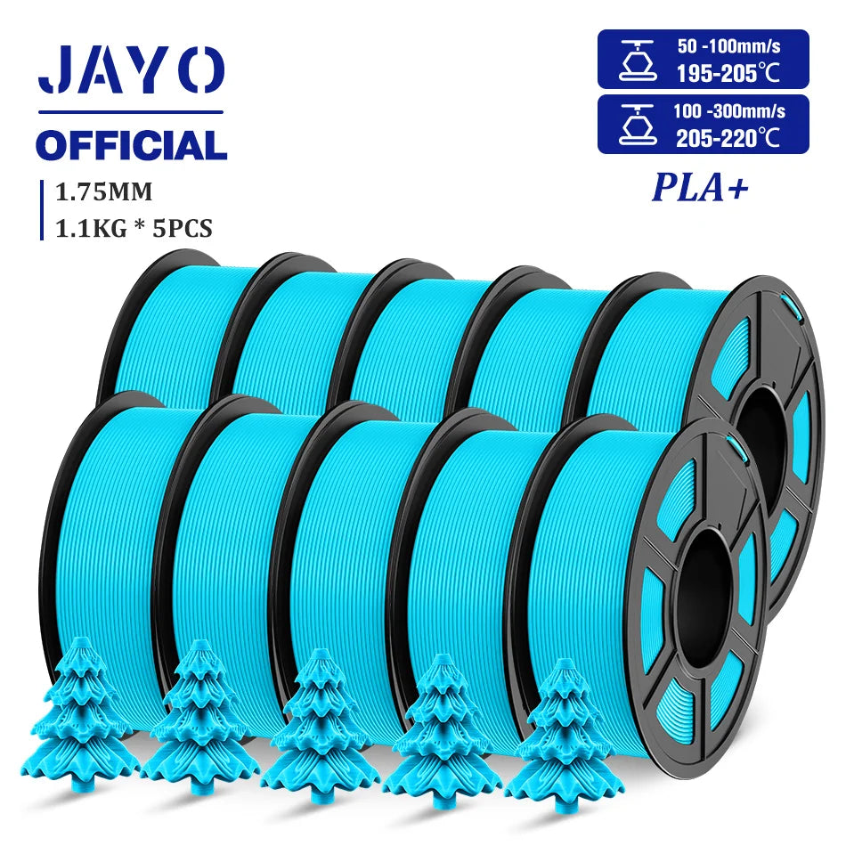 JAYO PLA + 3D Filament 1.75MM 10 Rolls PLA PLUS 3D Printer Filament Neatly Wound 3D Printing Filament 1.1kg Spool High Toughness