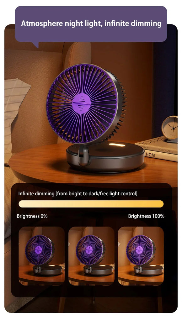 Xiaomi 5000mAh Charge Fan 3 in 1 Multifunctional Fan Brushless Motor Wall-mounted Design 90° Foldable 4 Speed Gears Night Light