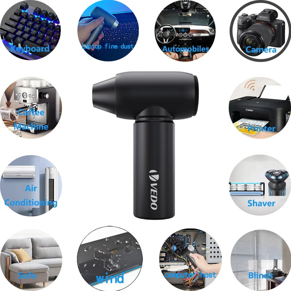 VEDO Mini Turbine Blower Jetfan Electric Blower Rechargeable Compressed Air Duster Cleaner Rechargeable Portable Turbo Fan