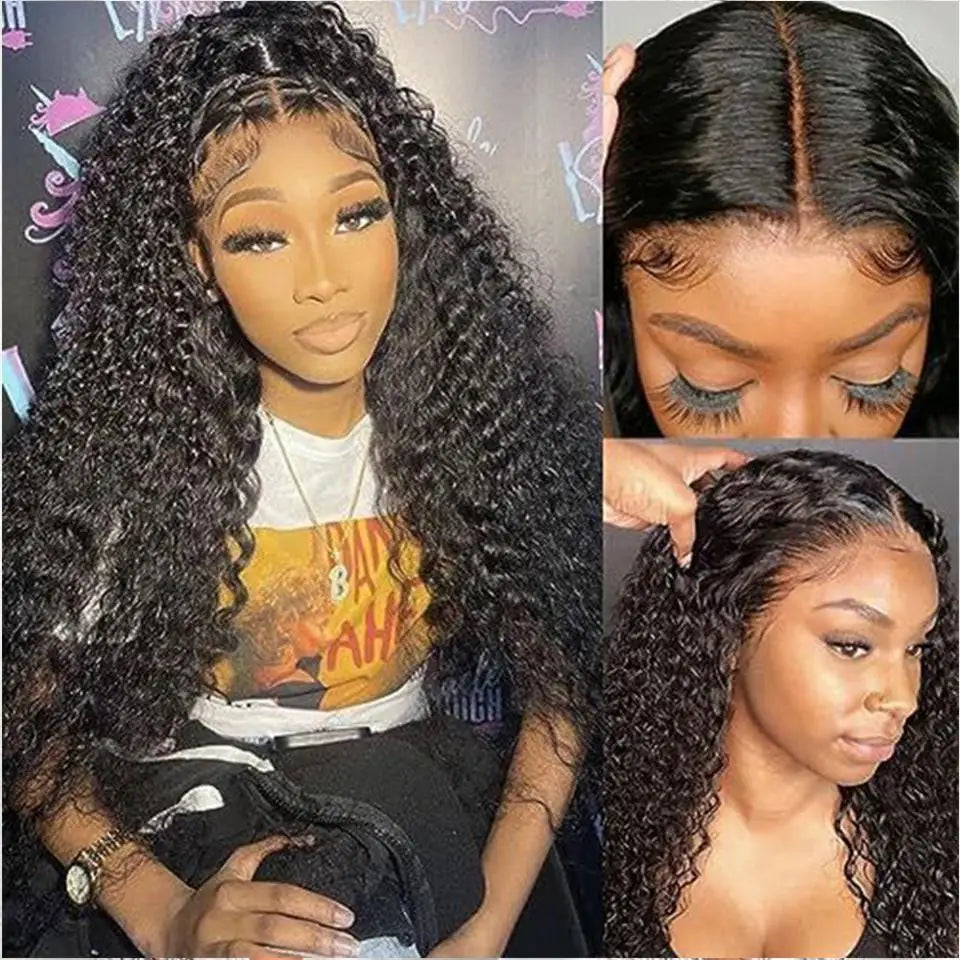 Deep Wave Glueless Wig Human Hair Ready To Wear And Go PrePlucked For Women Precut 6x4 Closure Curly Lace Front Wigs On Sale