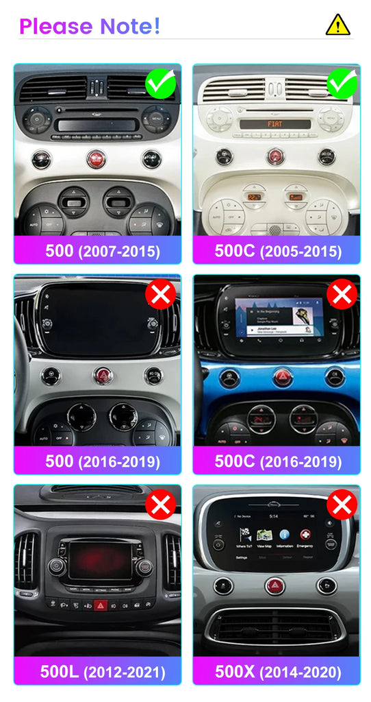 AWESAFE Wireless CarPlay for Apple Android 13 Auto Radio for FIAT 500 Abarth 2007 2008 2009-2015 Multimedia Screen Stereo GPS