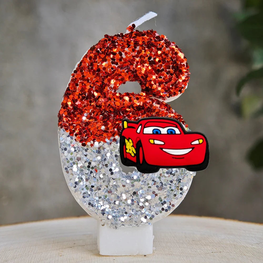 Mcqueen Candles Anime Cake Decor Theme 0-9 Number Candles Birthday Party Cake Topper Kids  Baby Shower  Gift Supplie