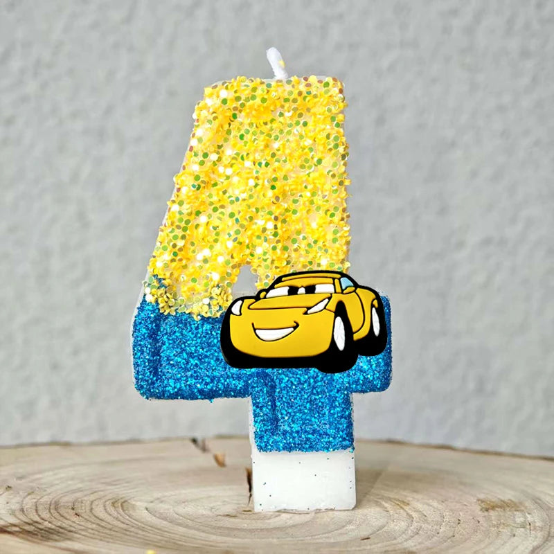 Mcqueen Candles Anime Cake Decor Theme 0-9 Number Candles Birthday Party Cake Topper Kids  Baby Shower  Gift Supplie