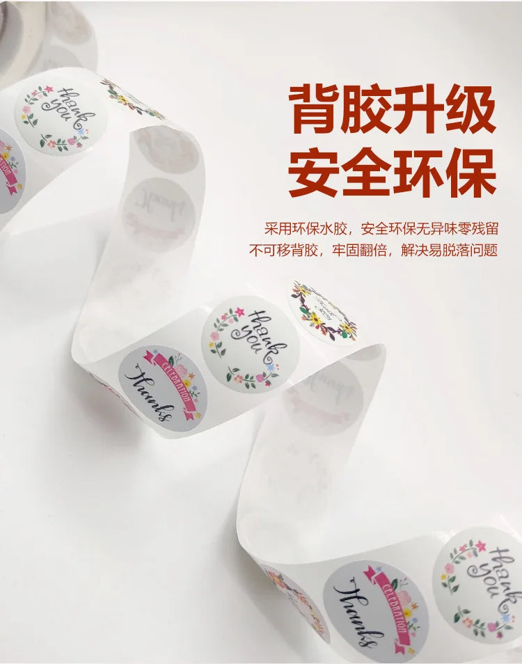 500pcs Labels Roll Flower Thank You Stickers Scrapbooking For Gift Decoration Stationery Sticker Seal Label Handmade Sticker