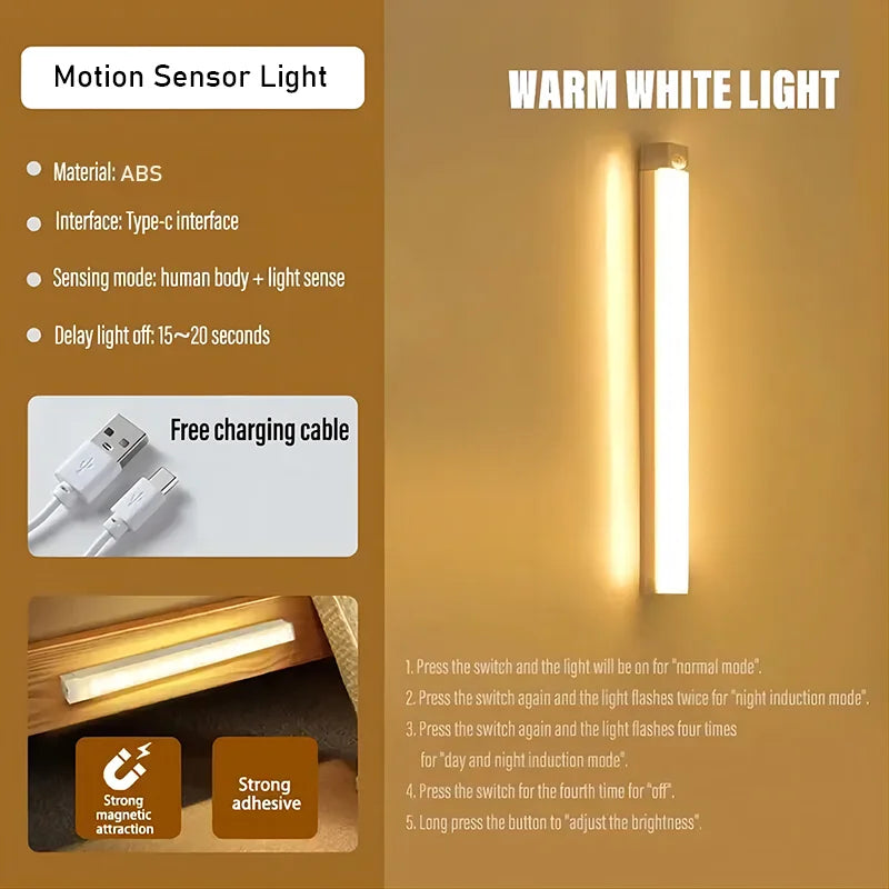 Wireless LED Cabinet Light Motion Sensor Light Closet Night Lamp For Kitchen Bedroom Detector Light Cabinet Staircase Backlight