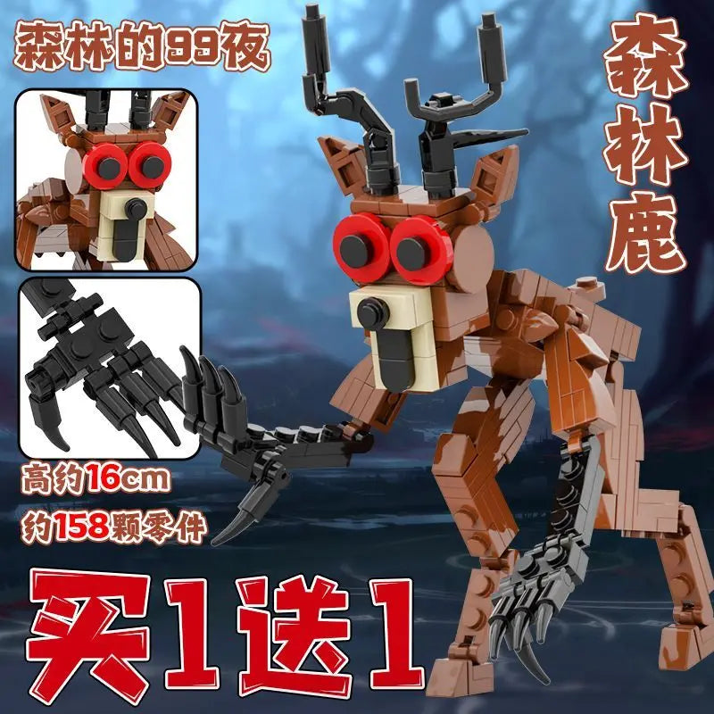 99 Nights in The Forested Owl Deer Large Collection Bricks Toys Halloween MOnster Model BUilding Blocks Kids Construction Toy