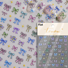 Load image into Gallery viewer, Lovely Gold Silver Black White Line Bowknot 3D Self Adhesive Nail Art Decorations Stickers Ribbon Cute Manicure Decals Wholesale