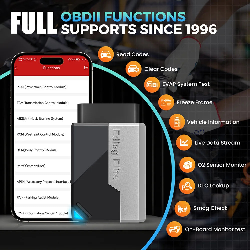 2025 New KINGBOLEN Ediag Elite Lifetime free Car Diagnostic Tools All system 15 Resets Bi-directional Test  Auto Scanner OBD2