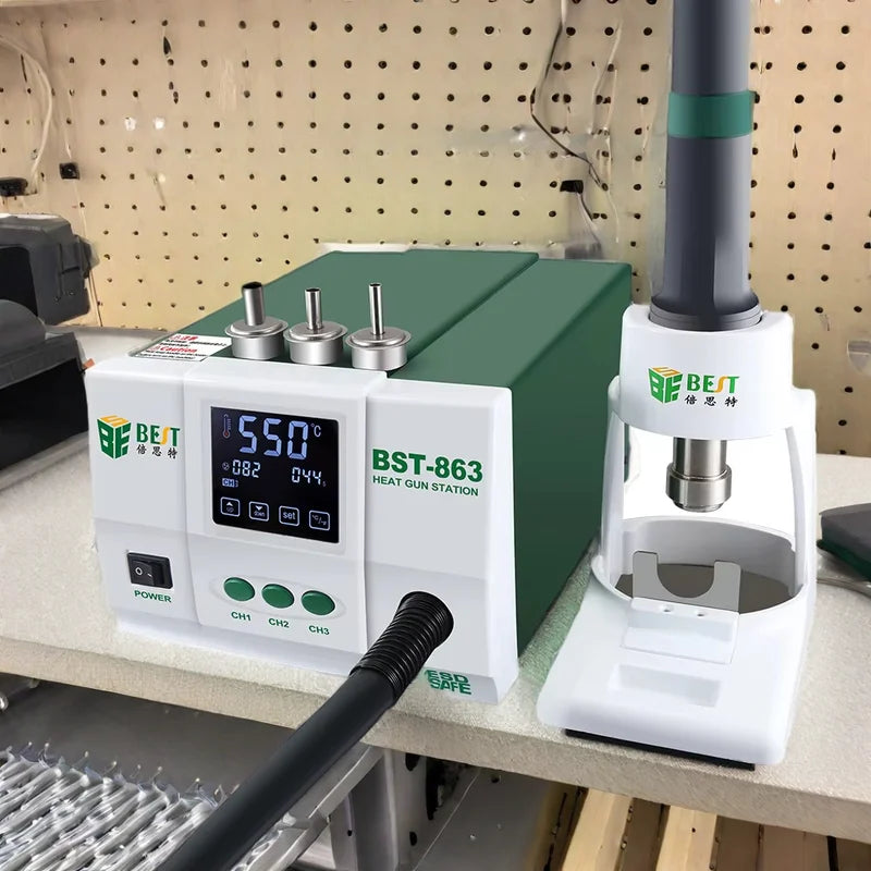 BEST BST-863 Intelligent 1200W Soldering Station with LCD Display Touch Screen Constant Temperature Hot Air Welding Platform