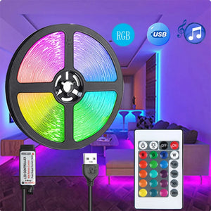 5V LED Strip Light RGB With USB 24Key Infrared Remote Control For Color Change Brightness SMD Suitable For Holiday Decoration