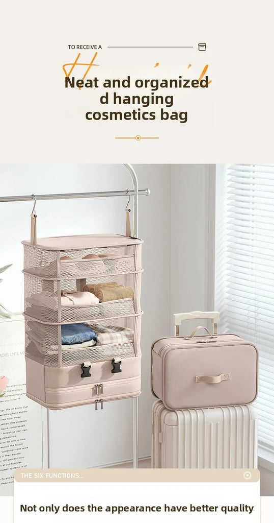 1pc Hanging Travel Clothes Storage Bag Large Capacity Underwear Storage Bag Business Trip Tourism Hotel Wardrobe Hanging Bag