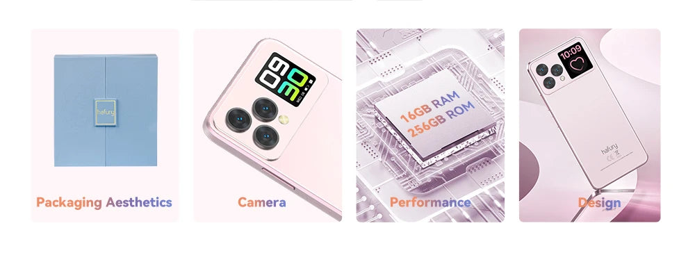 Cubot Hafury V1, Smartphone Android, 16GB RAM(8GB+8GB), 256GB ROM, Dual Screen, 64MP Camera, NFC, Global Version, Dual 4G Phone