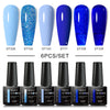 MEET ACROSS 6PCS/SET Macaron Series Gel Nail Polish Set Glitter Semi Permanent UV Nail Kit Base Matte Top Coat Nail Art Manicure