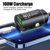 100W Mini Car Charger Lighter Fast Charging for iPhone QC3.0 Mini PD USB Type C Car Phone Charger for Xiaomi Samsung Huawei