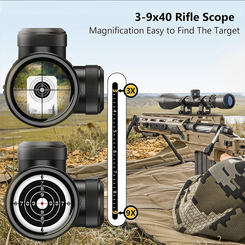3-9X40 Hunting Deer Air Rifle Scope Wire Rangefinder Reticle Crossbow Mil Dot Reticle Riflescope Optical Sights