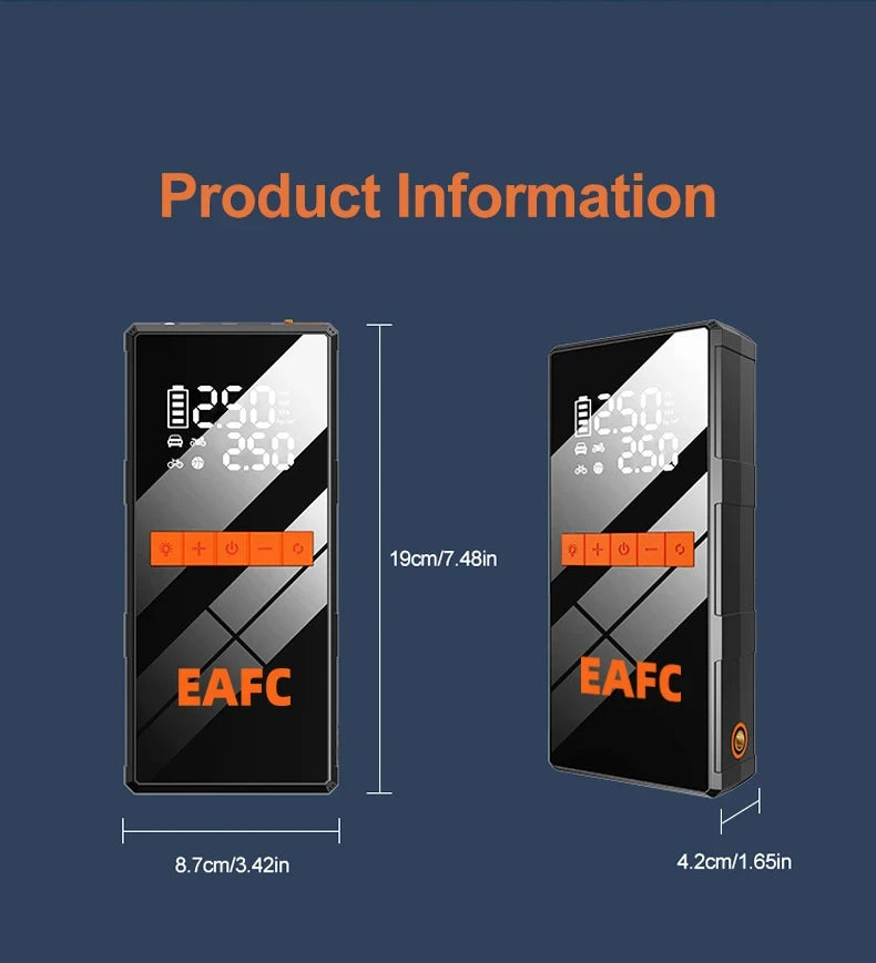 2 in 1 Car Jump Starter with Air Compressor Car Battery Emergency Boosters 1200A 12V Power Bank Portable Starting Device