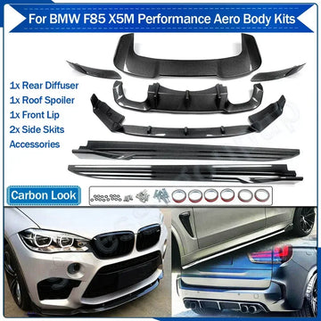 For BMW X5M F85 Body Kits Front Lip Rear Spoiler Side Skirts Carbon Look 2014-2018