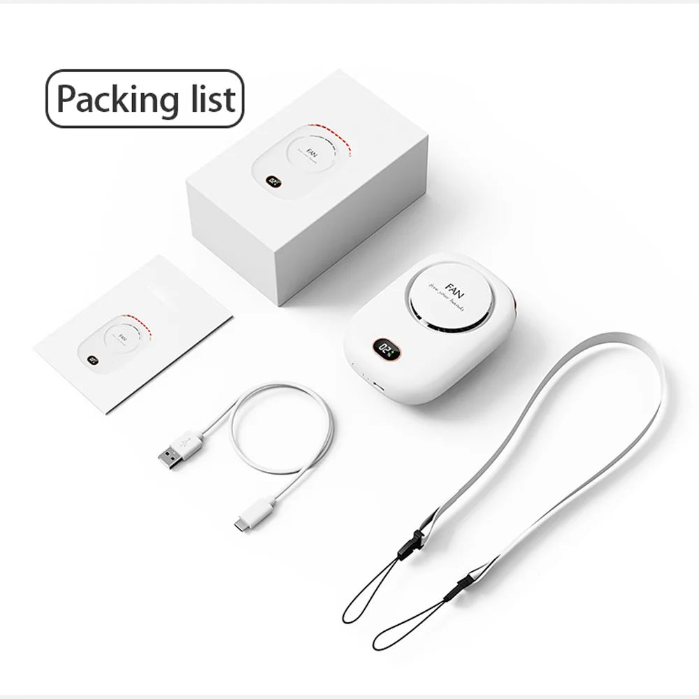 Hanging Neck Fan Portable Mini Fans with Adjustable Lanyard Bladeless USB Rechargeable Sports Cooling Fan for Kids Travel