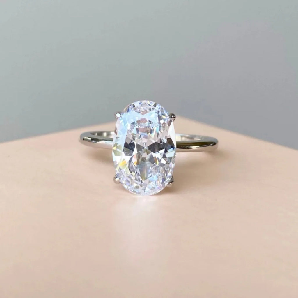 New Hot Selling Gold Plated Rings For Women Oval Cubic Zirconia Jewelry Wedding Engagement Ring Wholesale Size 5-10