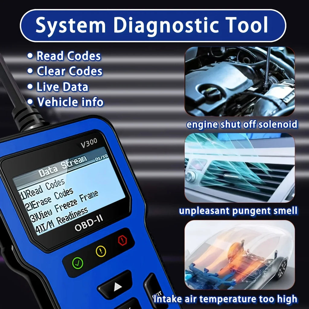 Automotive Diagnostic Tool with Fast Response for Engine Faults,Full OBD2 Modes,Suitable for All Cars After 1996,Without Battery