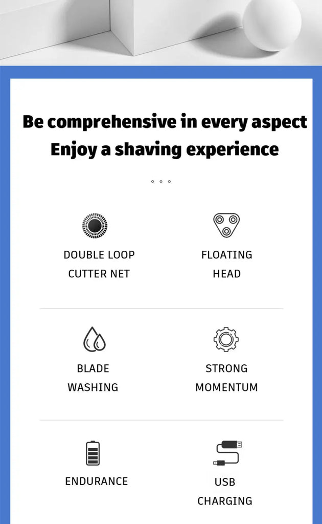 Shaver for Men USB Electric Shaver Powerful Beard Shaving Machine Electric Razor Rechargeable Waterproof
