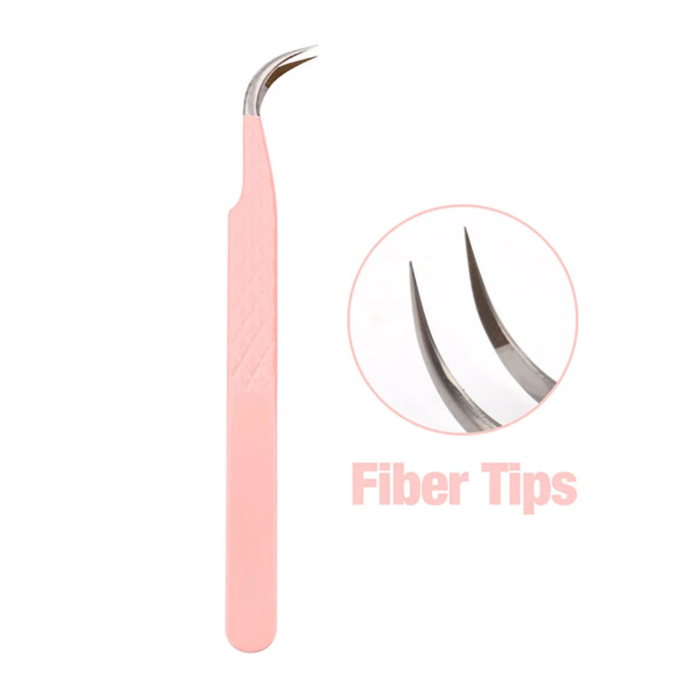 Fadvan Tweezers for Lashes Extension Fiber Tips Stainless Steel Makeup Tweezers Anti-static Free Print Your Logo