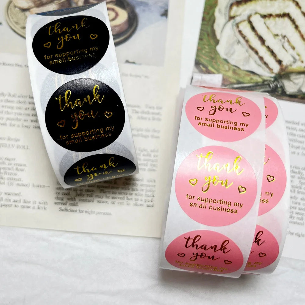 2.5cm 50/500pcs Thank You Round Sticker Scrapbook Letter Handmade Stickers Seal Labels Stickers Wedding Gift Flower Decoration