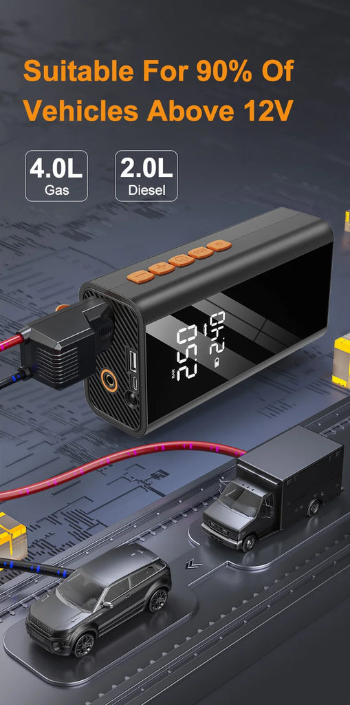 2 in 1 Car Jump Starter with Air Compressor Car Battery Emergency Boosters 1200A 12V Power Bank Portable Starting Device