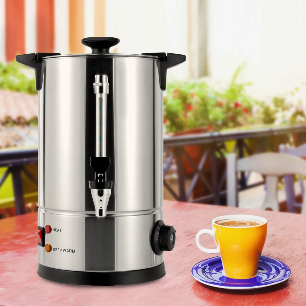 Commercial Coffee Urn Tea Maker Hot Water Beverage Dispenser, 8L Large Stainless Steel Percolate Coffee Maker Hot Water Urn