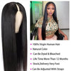 No Glue Straight V Part Wig 100% Human Hair 16-32 Inch Upgraded Wigs 200% Density Remy Hair No Leave Out Side Part Wig For Women