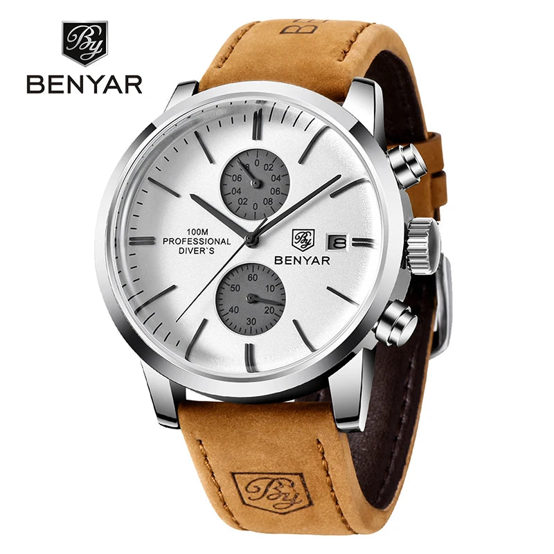 BENYAR Mens Watches Top Brand Luxury Quartz Men Watch 2023 Sports Watch For Men Chronograph Military Watch Men Relogio Masculino