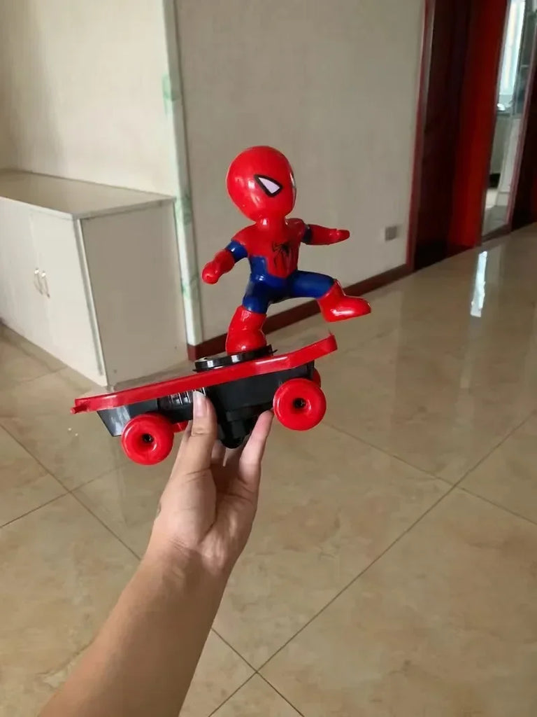 New The Avengers Spiderman Automatic Flip Rotation Skateboard Acousto-optic Car Electric Music Stunt Scooters Toy Christmas Gift