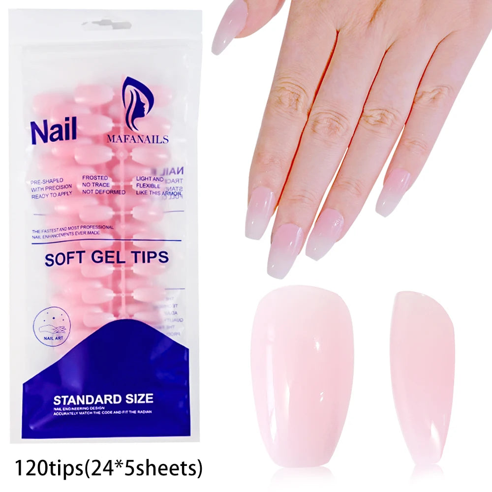 240/120Pcs Colorful French Short Square False Nails Full Cover Fake Nail Tip Extension Acrylic Wearable Ballerina Press on Nails